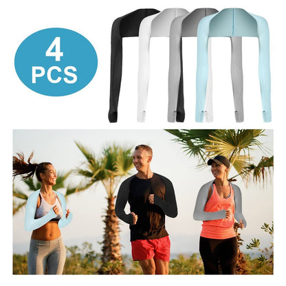 4 Pieces Cooling Shawl Arm Sleeves Sun Uv Protection Cooler Shrug, Comfortable & Breathable Anti-UV Arm Sleeves for Women with Finger Holes for Driving Golfing Fishing Running Cycling Outdoor Activity