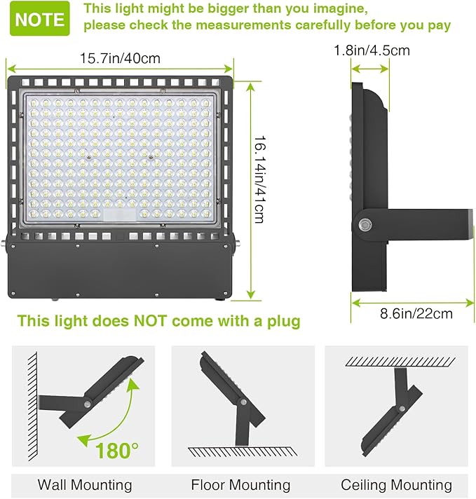 STASUN Flying Series Ultra 400W 60000LM LED Flood Light Outdoor, 100-277V 5000K White, IP66 Waterproof Stadium Lights for Arena, Parking Lot, Courts, Commercial, ETL Certification