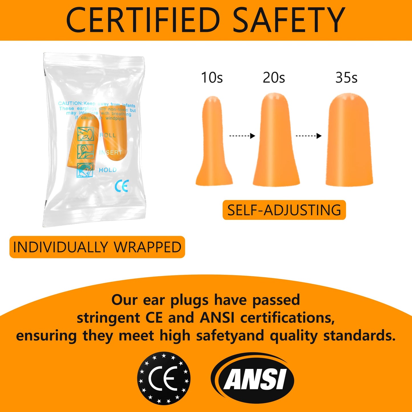 Quality Foam Ear Plugs 10 Pair - 32dB Soft Foam Earplugs for Sleeping Noise Cancelling Disposable - Individually Wrapped High Decibel Ear Plugs for Noise Reduction Construction Work Shooting Music