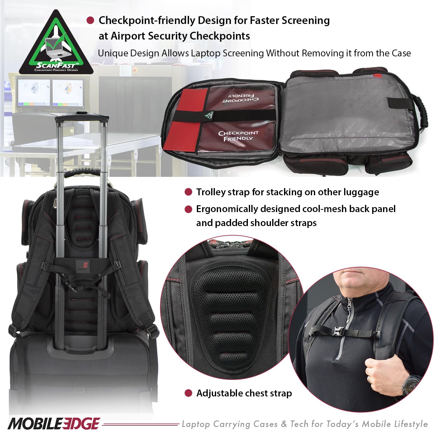 Mobile Edge CORE Gaming Laptop Backpack for 17-18 Inch Laptops with USB Charging Port and Cable, TSA-Friendly, MECGBPV1