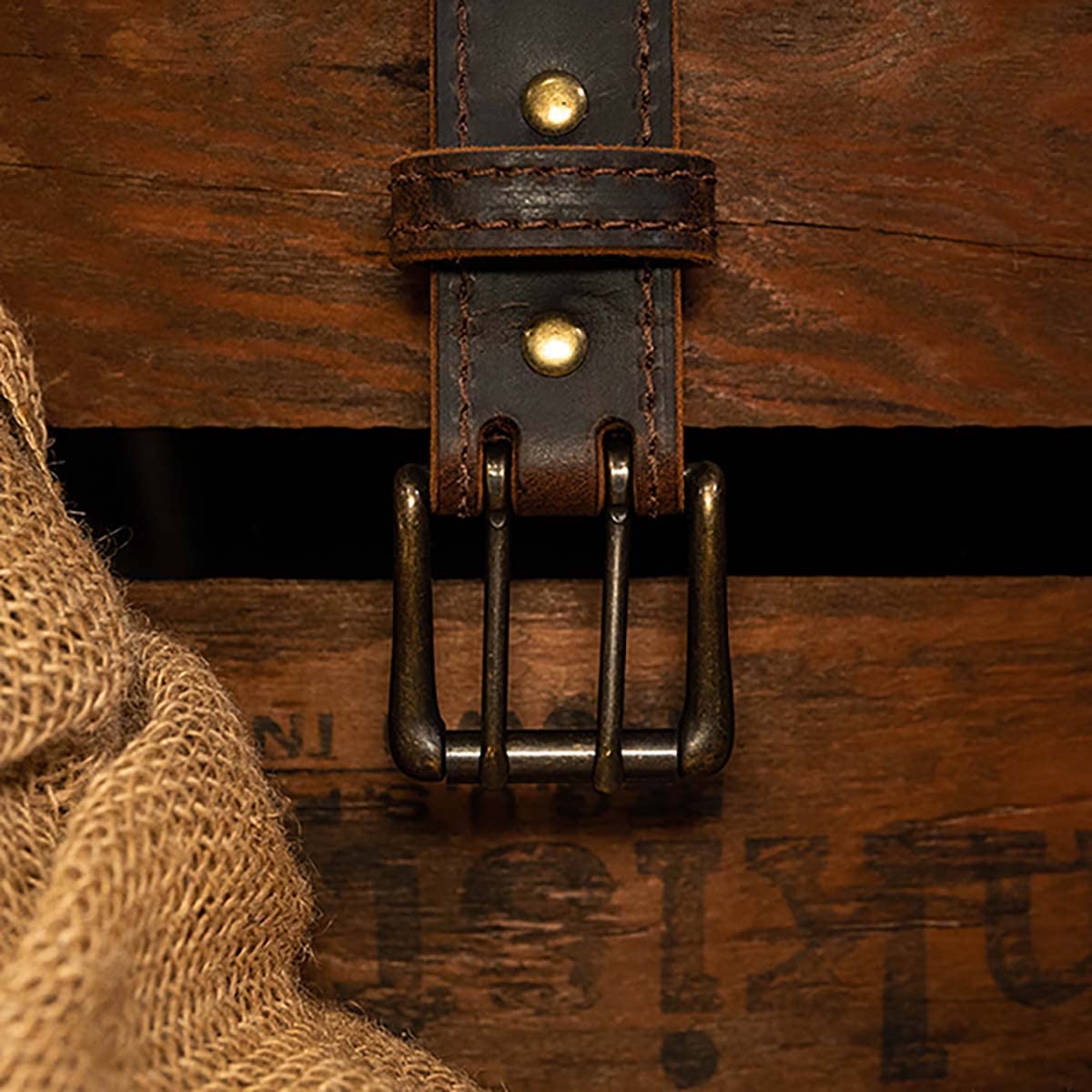 Men’s Classic Leather Belt, Double Prong Retro Style, Antique Brass Buckle, 1 ½” Width, Amish handmade in the USA (Vintage Brown, 44")