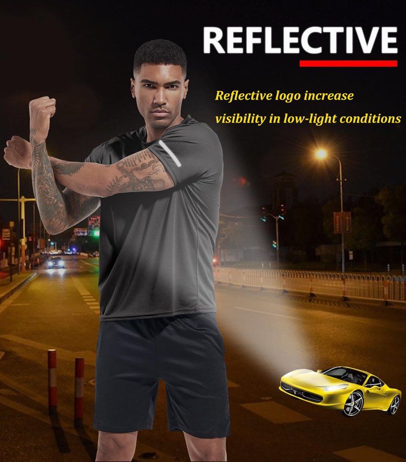 Men's 5 Pack Dry Fit Workout Running Shirts Moisture Wicking Short Sleeve Mesh Athletic T-Shirts 5P04-XL