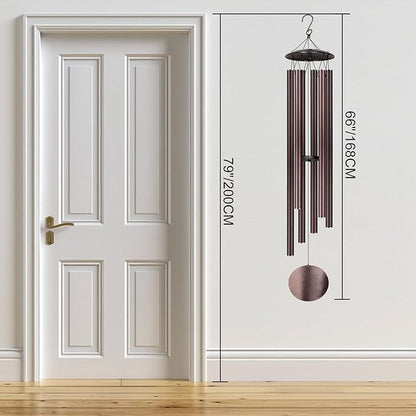 66" Large Wind Chimes for Outside Deep Tone with 6 Heavy ⌀ 1.2" Tubes - Soothing Windchimes Outdoors for Garden Patio Hanging Decor, Memorial Sympathy Gifts for Loss of Loved One (Bronze, 66")