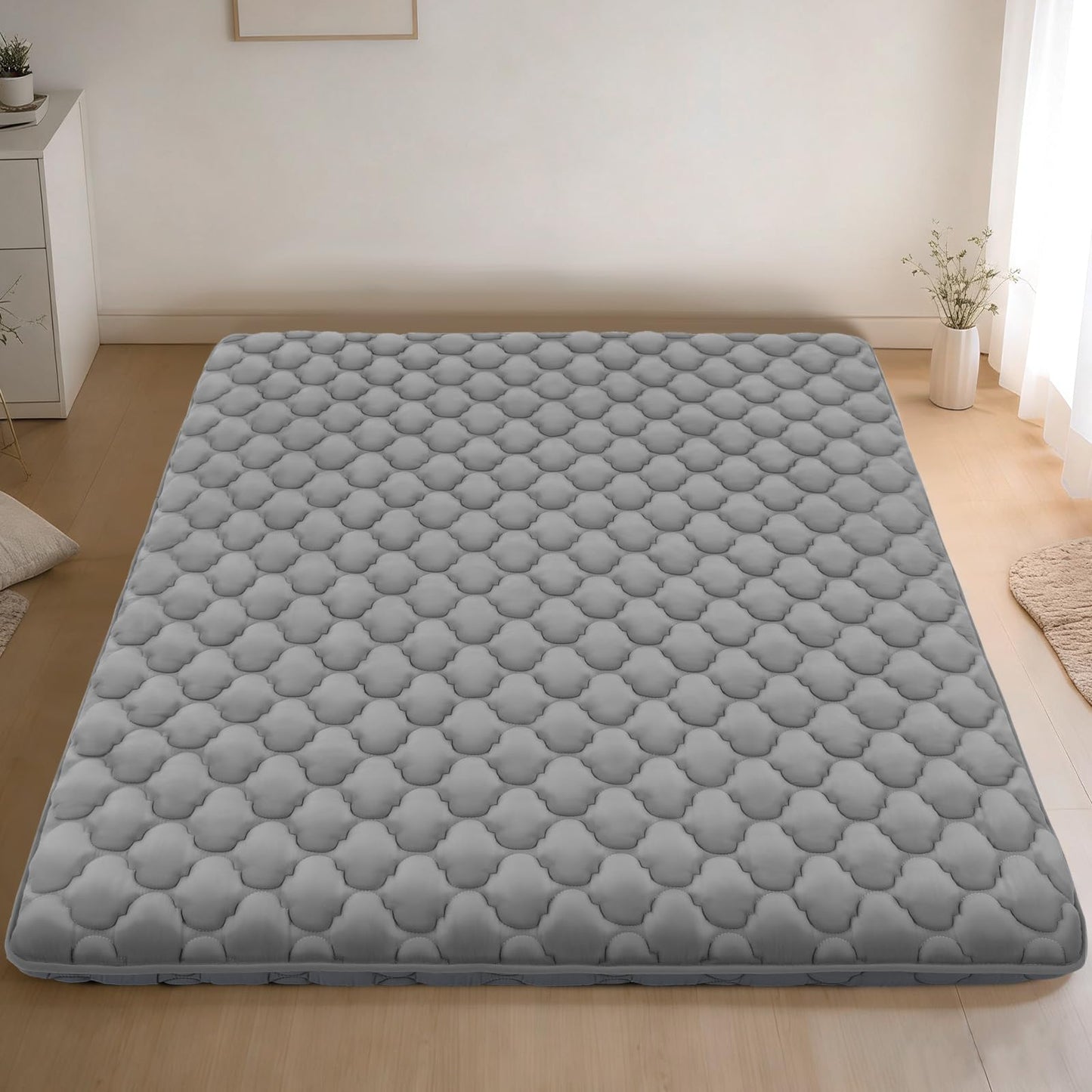 Japanese Futon Floor Mattress Queen Size 60"×80", Thicken 5-Layer Japanese Tatami Mat Floor Bed Foldable Roll Up Sleeping Pad, Ideal for Comfort and Support, Kids Floor Lounger Pillow Bed Sofa