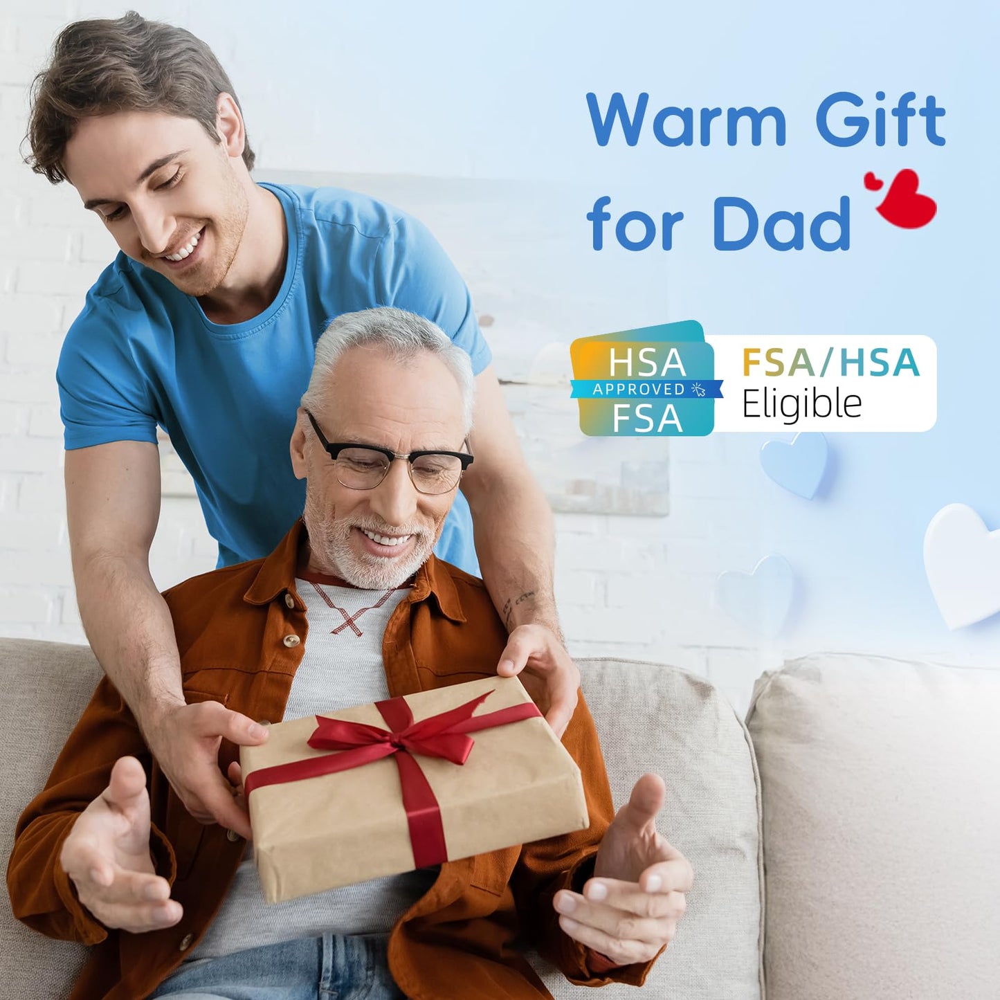 Comfytemp Cordless Heating Pad with Massager for Back Pain Relief, Portable Lower Back Massager FSA HSA Eligible Wearable, Birthday Gifts for Dad Mom Men Women Grandpa Grandma, 3 Heat, Auto-Off, 58"