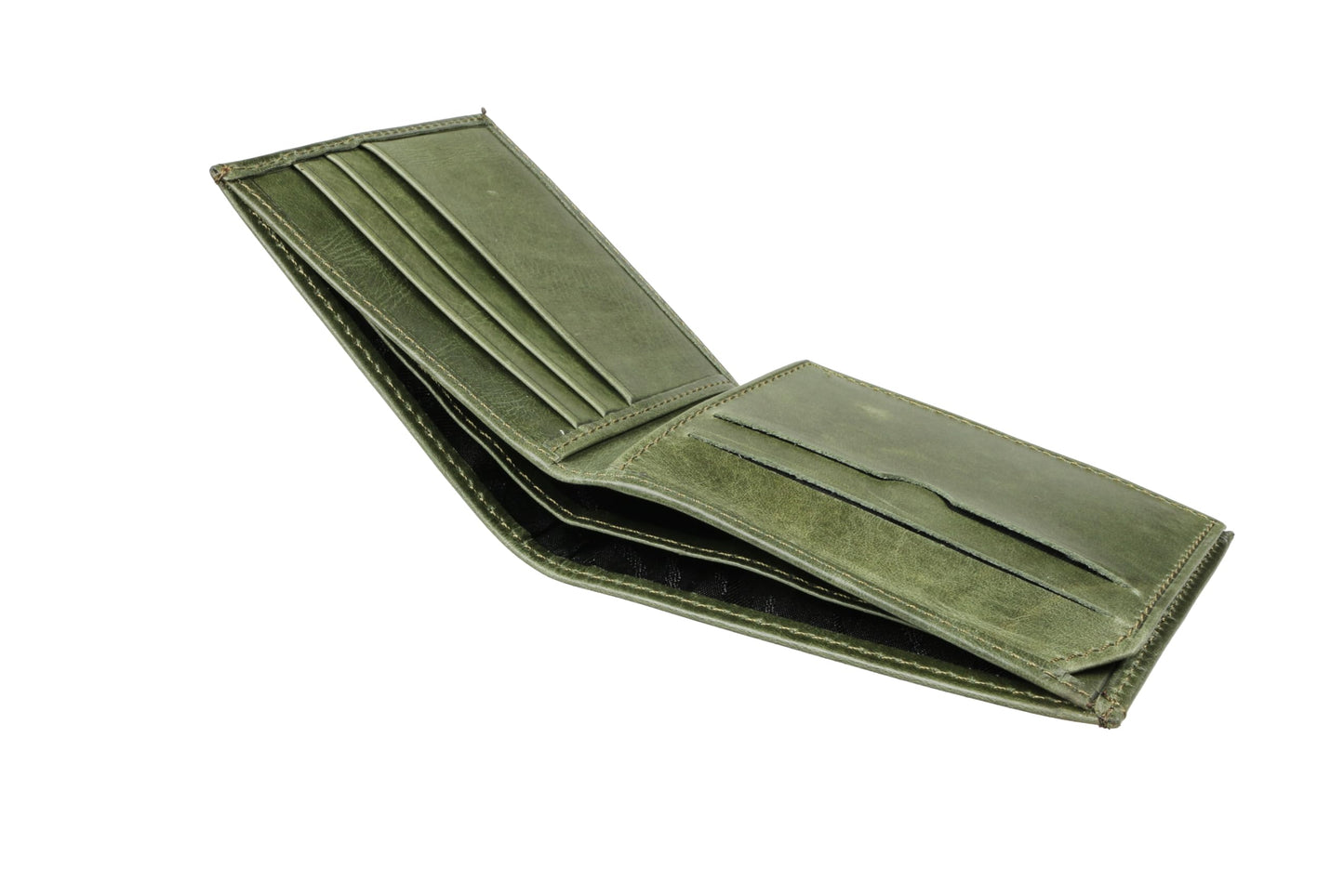 grande 1488 - Genuine Leather Bifold Classic Men Wallet with ID Window - Rustic Green