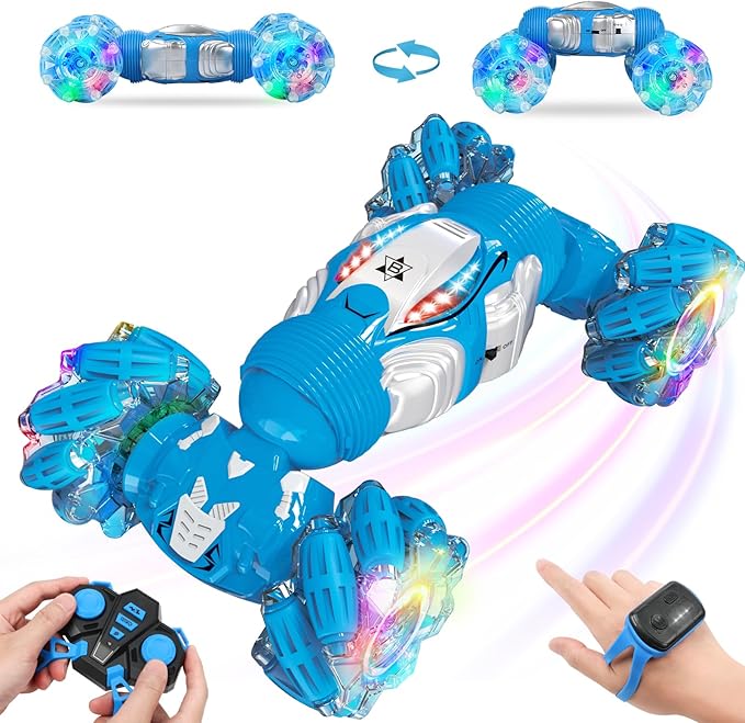 BEMITON Boys Aged 6-12 Birthday Gift Ideas- Gesture Sensing RC Stunt Car Toy for Kids Hand-Controlled 2.4Ghz Remote Control Twist Cars 4WD All-Terrain Off-Road Vehicle