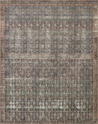 Loloi Amber Lewis Billie Collection, Ocean & Brick 8'-6" x 11'-6" Area Rug – Antique & Distressed Accent Rugs for Living Room, Bedroom, Entryway & Hallway, No Shed High Traffic Area Home Decor Rug