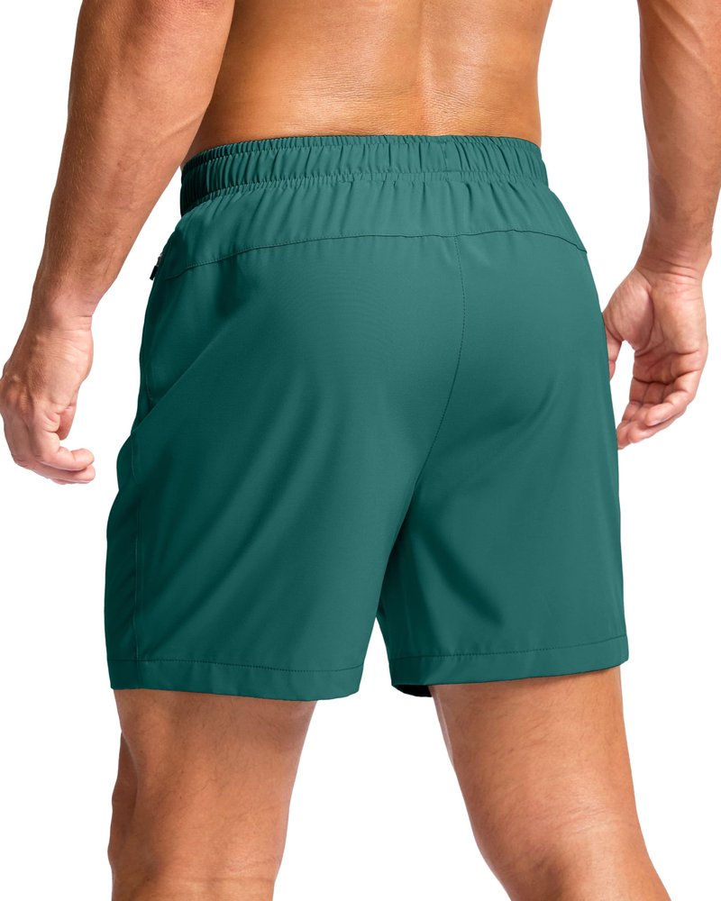 G Gradual Men's Athletic Running Shorts with Zipper Pockets Quick Dry 7"/ 5"/ 9" Workout Gym Shorts for Basketball Hiking(Rainforest Green,5S)