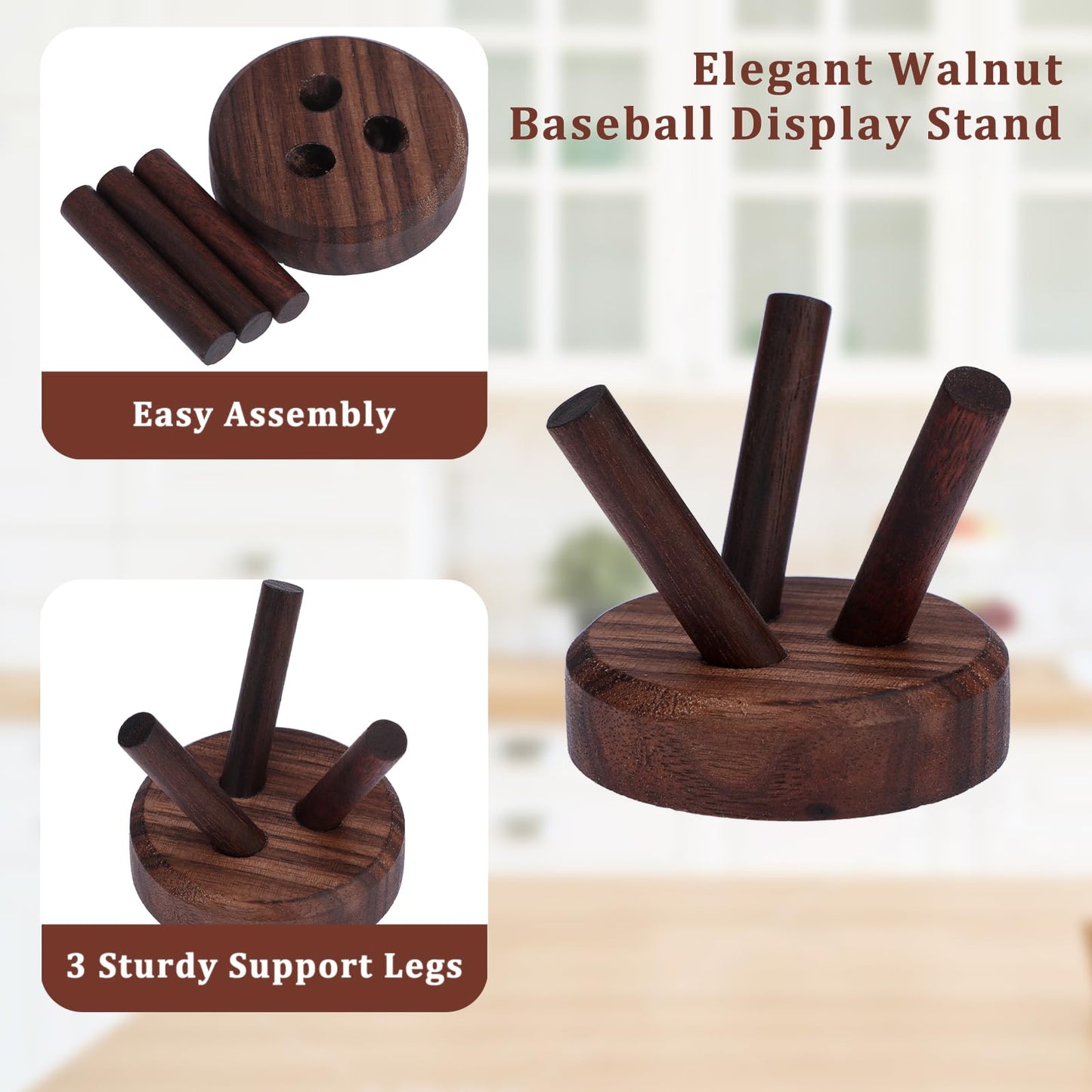 GUSHBIN Softball Holder Wooden Baseball Display Stand Easel for Collector, Baseball Holder Small Sport Ball Display Rack for Softball Tennis Spheres Golf, Mini Softball Display Stands, 1.7 Inches Tall