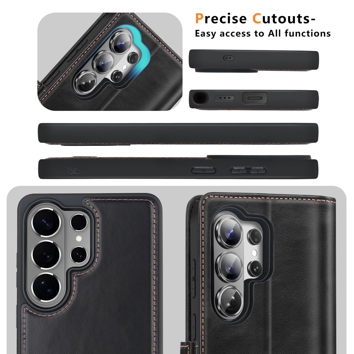 KEZiHOME case for Samsung Galaxy S26 Ultra Magnetic 2 in 1 Detachable Wallet Kickstand Genuine Leather[RFID Blocking] Card Slots Wireless Charging Cover for Galaxy S26 Ultra