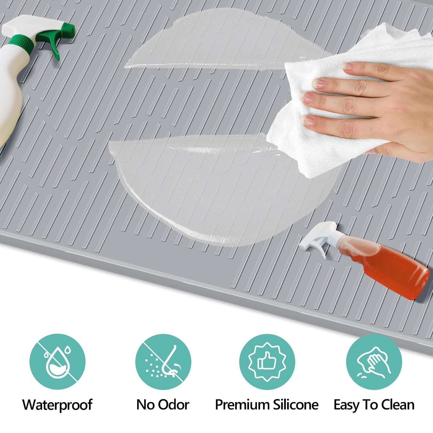 Lanstics 24" x 24" Under Sink Mat for Kitchen Lanstics Under Sink Organizer Waterproof Raised Edge Silicone Mat Sink Protector Silicone Organizers Tray for Kitchen Bathroom