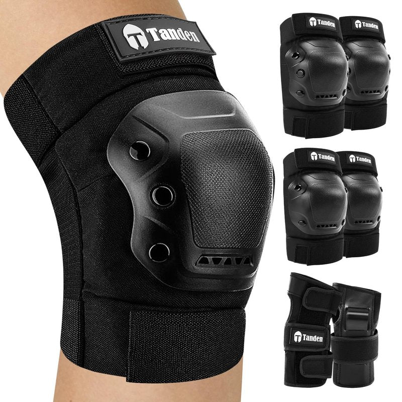 Tanden Skateboard Protective Gear Youth Knee Pads and Elbow Pads Set, Elbow and Knee Pads for Roller Skating Wrist Guards Skateboarding Pads