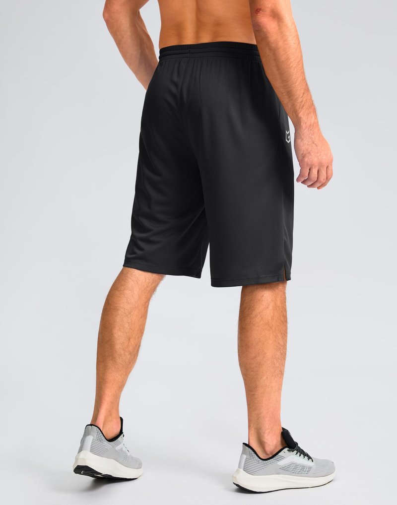 G Gradual Men's Athletic Shorts with Pockets 11" Long Basketball Shorts Lightweight Quick Dry Gym Workout Shorts for Men(Black,L)