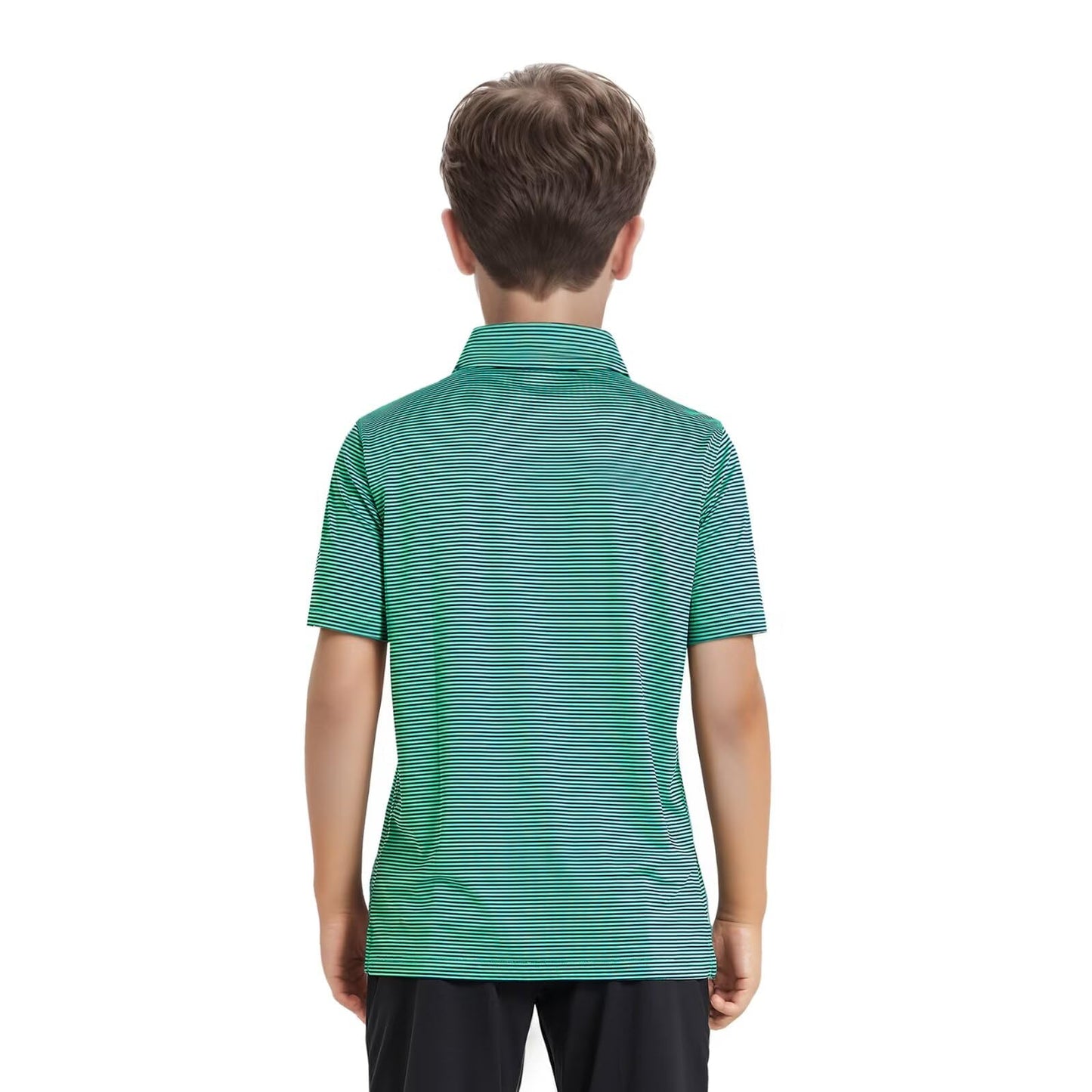 Boys Polo Shirts Short Sleeve Striped Performance Moisture Wicking Dry Fit Golf Shirts for Boys Youth Kids