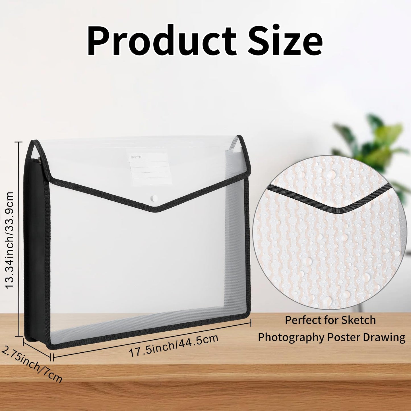 3 Pcs 11 x 17 Inch Expandable Tabloid Size Document Folder with Label A3 Plastic Folders for Documents Expanding File Wallet Envelope Size (3, Black)