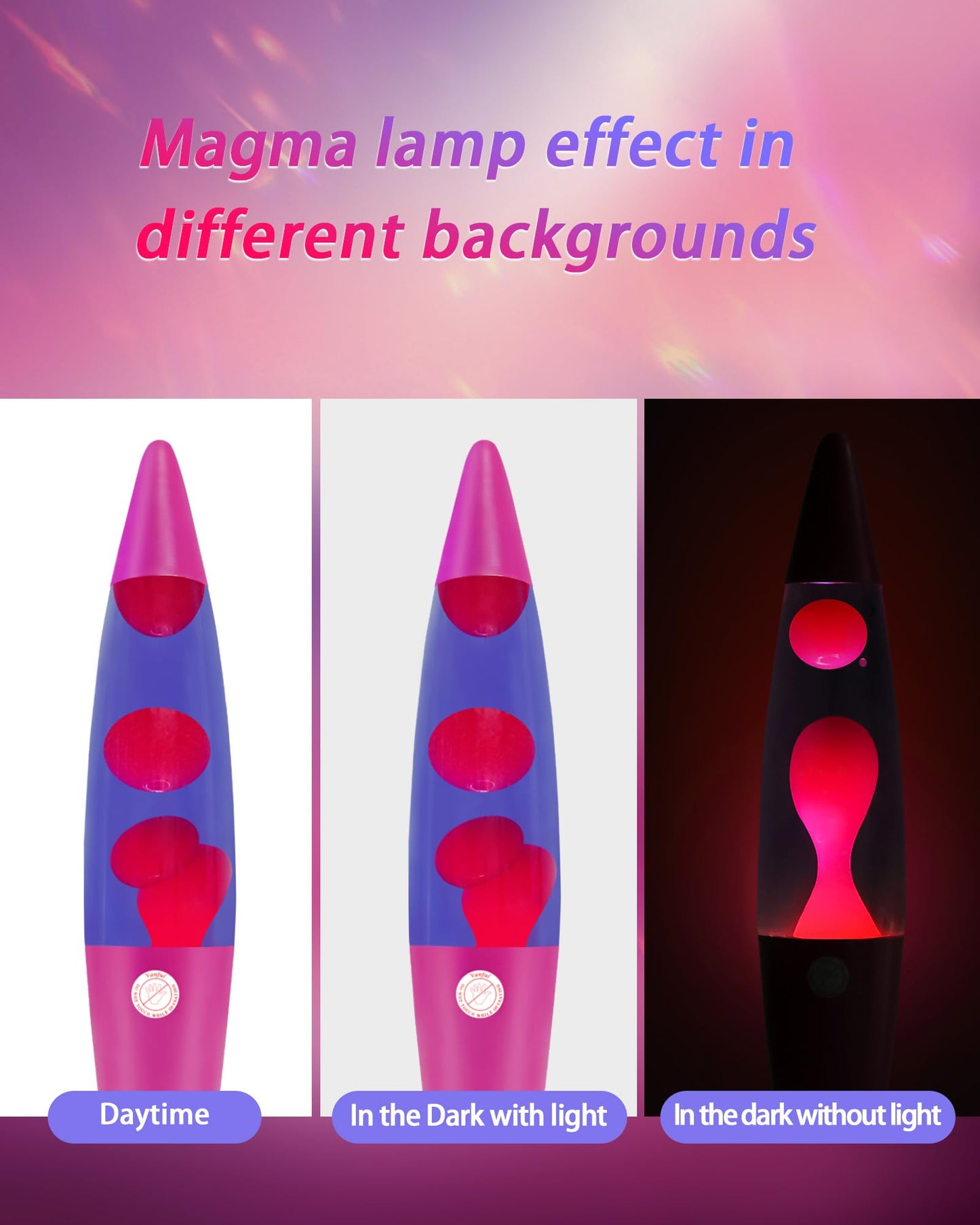 Vanful 16-Inch Liquid Motion Lamp- Pink Base, Purple Liquid, Pink Wax, Beautiful Magma Lamp with 2 packs bulbs for Adults Kids, Night Light for Boys Girls Present Home Bedroom Office Living Room Decor