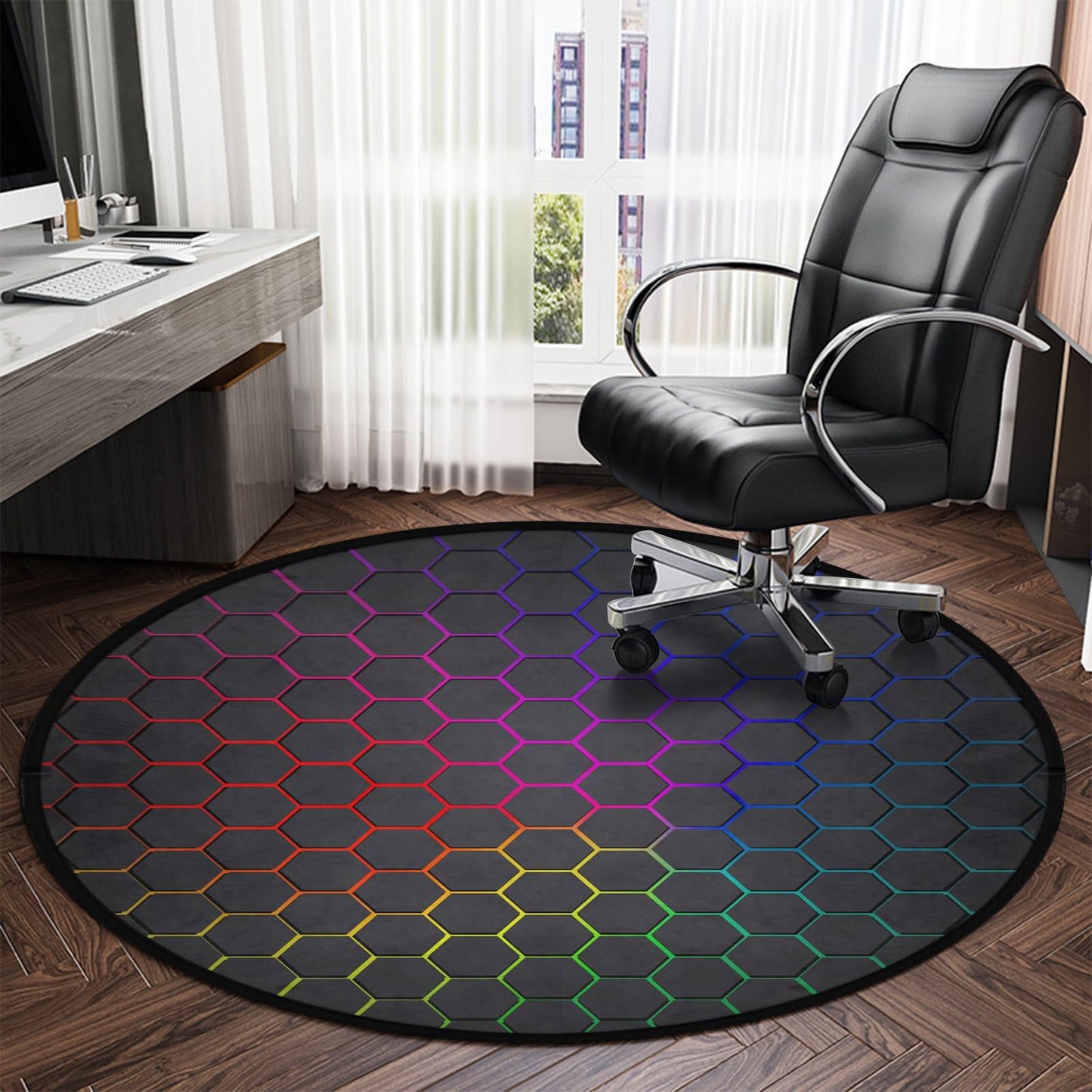 keepcute Gaming Chair Mat 47inch for Hardwood Floor Anti-Slip Office Chair Mat for Hard Floor Carpet Mat Computer Desk Mat Floor Protector for Office Gaming Room 4 ft