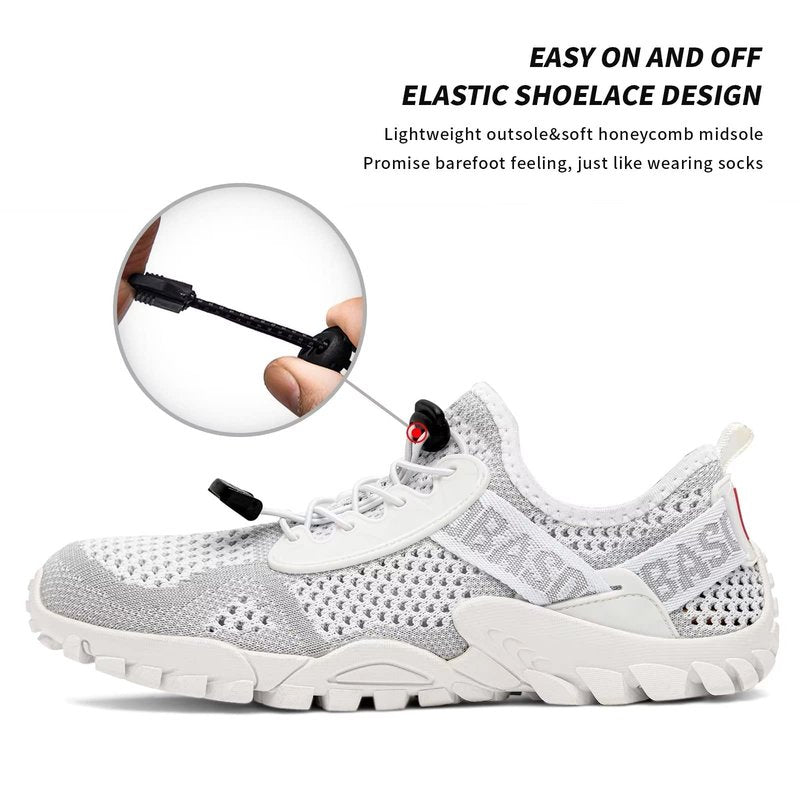 SOBASO Women's Aqua Water Shoes Men Quick-Drying Hiking Beach River Sports Shoes for Pool Surf Swim Yoga All White