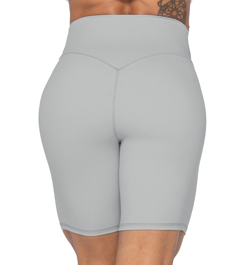 Sunzel No Front Seam High Waist Biker Shorts for Women, Squat Proof Yoga Workout Gym Bike Shorts 8" Grey Medium