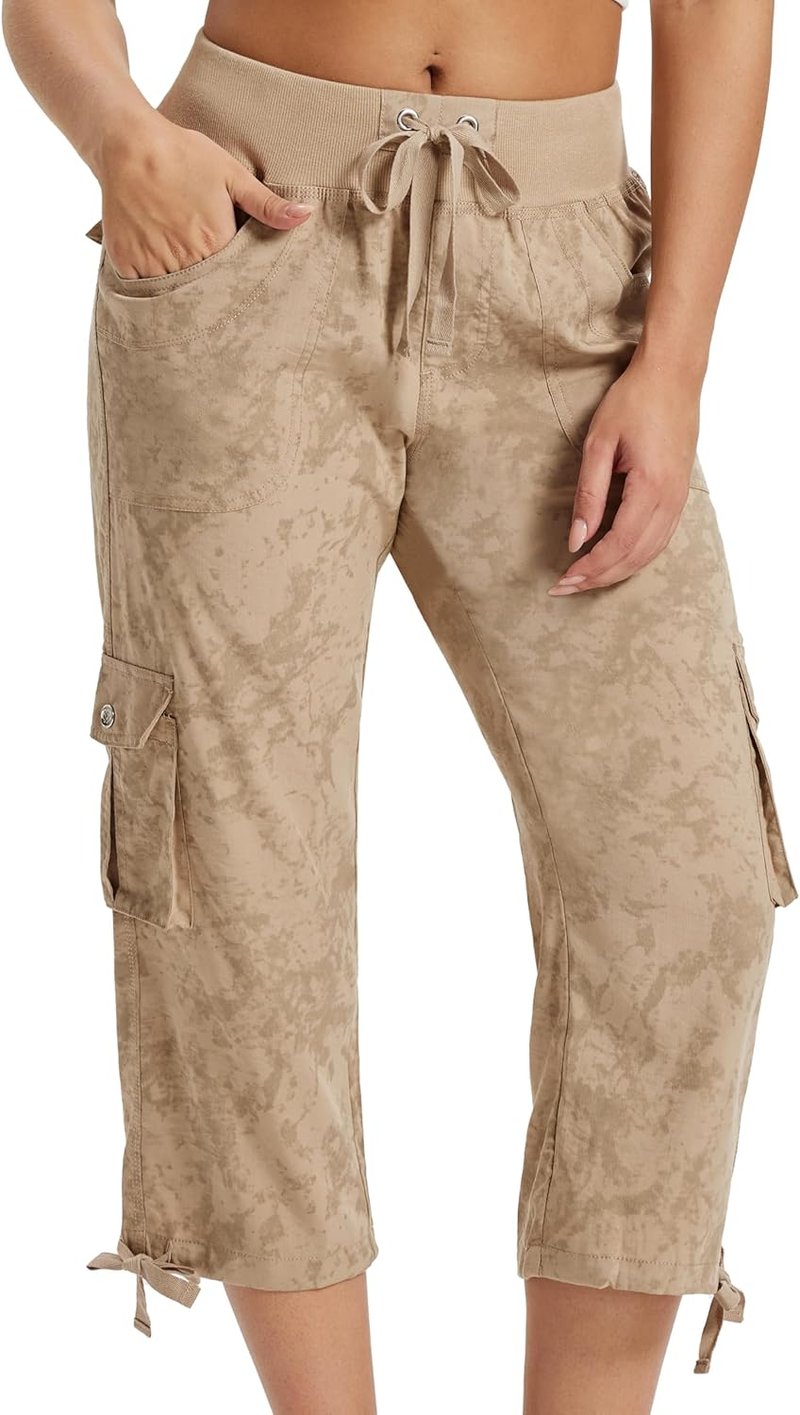 Womens Capris with Pockets - Lightweight Casual Cargo Pants | Loose Fit for Hiking