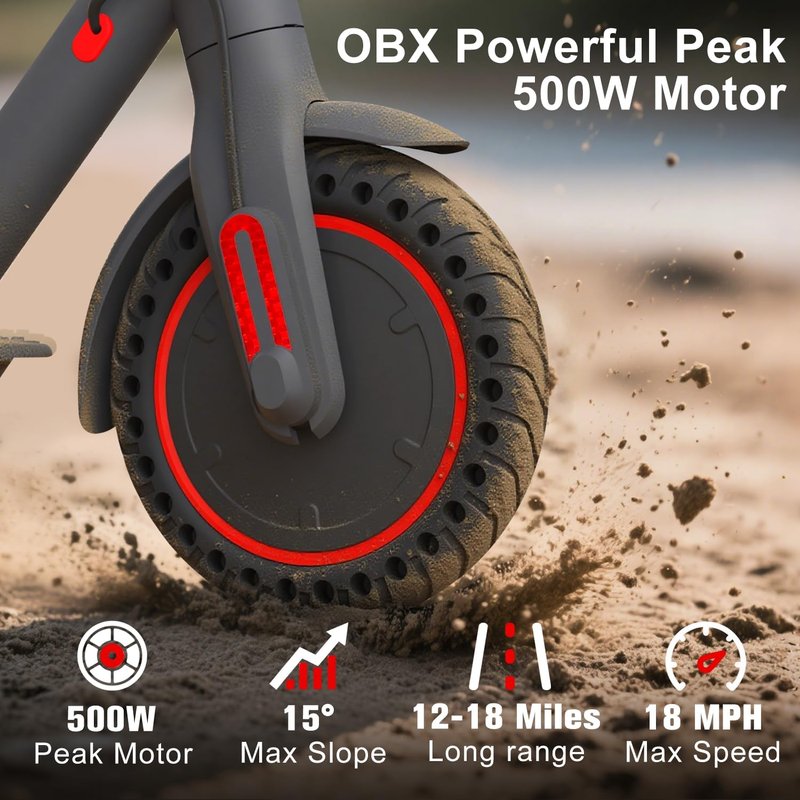 Electric Scooter for Adults - 500W Power, 18MPH Speed, 12-18 Miles Range | Foldable, Dual Braking, Smart APP, 264 lbs Capacity