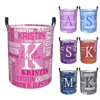 Custom Name Laundry Hamper, Personalized Laundry Basket with Name for Baby Boys Girls, Customized Collapsible Dirty Clothes Hamper Storage with Handles for Bedroom Bathroom Dorm Room Decor