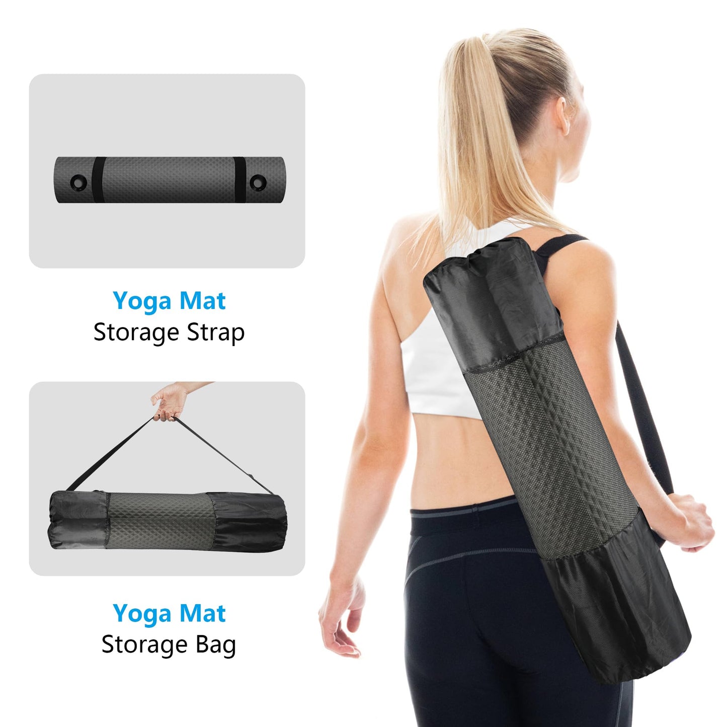 LFS Yoga Mat 72.8" x 31.5" x 2/5 inch Thick With Strap and Bag, Extra Wide Workout Mat for Women and Men, Non Slip Exercise Mat for Home Outdoor Yoga, Pilates, Stretching, Floor & Fitness Workouts