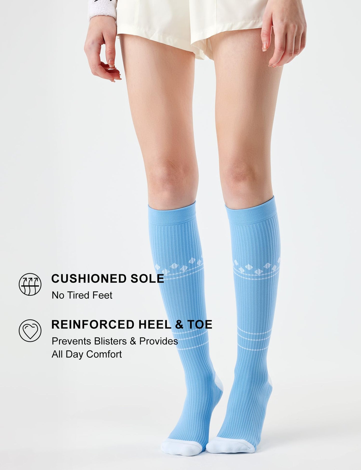FITRELL 3 Pairs Compression Socks for Women and Men 20-30mmHg - Support for Travel, Running, Nurse, Knee High, Neopolitan S/M