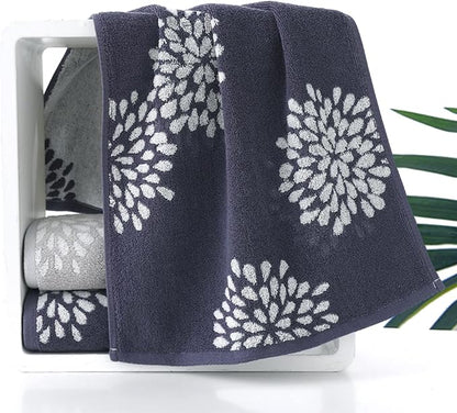 Pidada Hand Towels Set of 4 Hydrangea Floral Pattern 100% Cotton Absorbent Soft