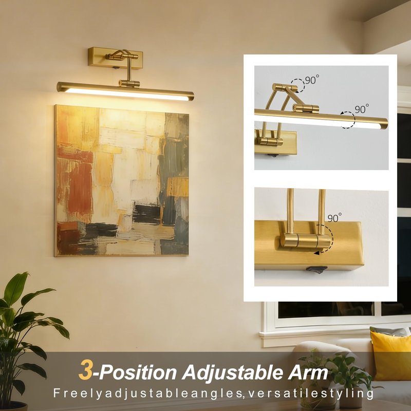 ZitoStory Picture Lights for Wall Battery Operated, (Gold, 16in) Rechargeable Art Light for Painting,Modern wall Lights for Pictures,Dimmable Gallery Artwork Lights for Pictures On Wall
