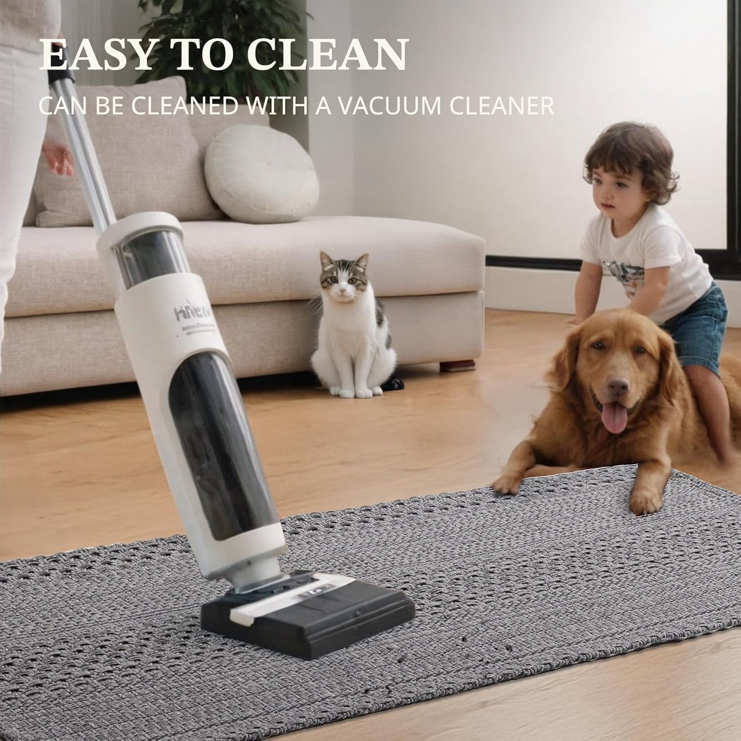 MatEssenz 3x5 ft Area Rug - Machine Washable Non-Slip Boho Rug for Living Room, Woven Rug for Bedroom, Dining Room, Home Office - Soft, Lightweight, Stain-Resistant, Soundproof - Grey