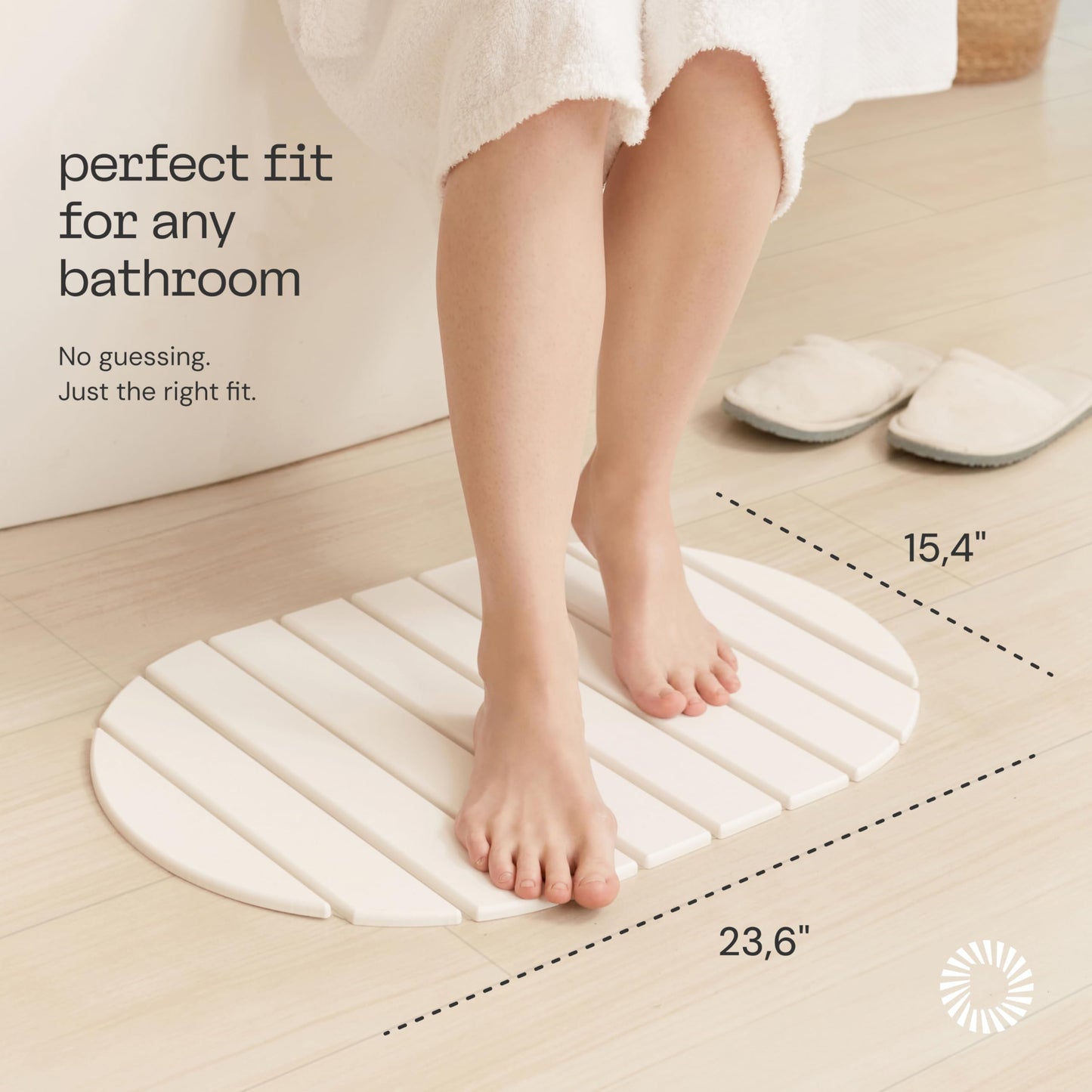 Deepstone Foldable Stone Bath Mat – Large Diatomaceous Earth Mat, Quick Dry with Non-Slip Base, Water Absorbing Bathroom and Shower Stone Mat, Easy to Clean (24” x 15”), White