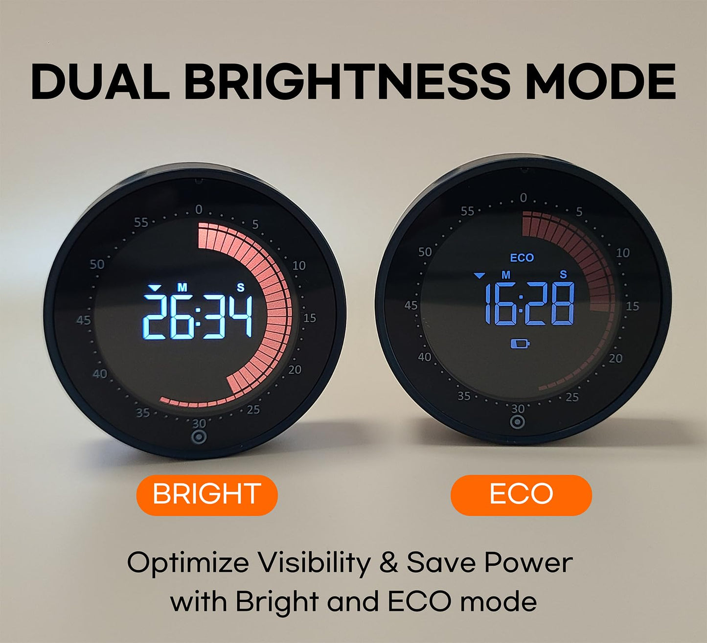 CREAVIVA Visual Digital Timer - 60 Min Countdown & Count Up, Large LED Screen with Red Visual Disc, Magnetic Silent Timer for Kids, Seniors, Classroom, Kitchen Cooking, ADHD & Autism Productivity Tool