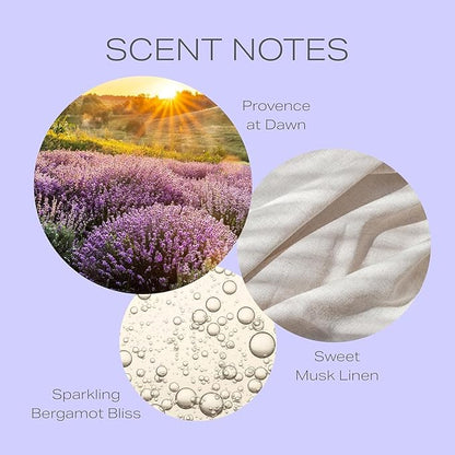 Lavender Candle - 9.7 oz /275g Lavender Scented Candle in Purple Glass Jar with Wooden Lid and Wooden Crackling Wick in a Luxurious Gift Box - Gentle, Tranquil and Relaxing