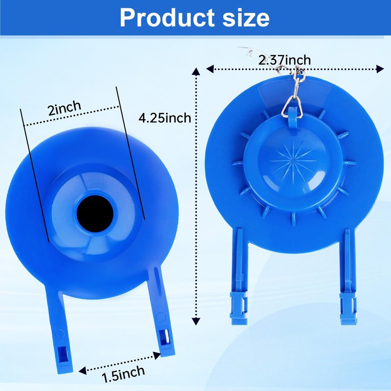 2-Inch Toilet Flapper Replacement Kit Compatible with Most Kohler, American Standard, TOTO & Standard 2″ Flush Valves, High Performance Rubber with Stainless Steel Chain, Easy Install (2 Pack, Blue)
