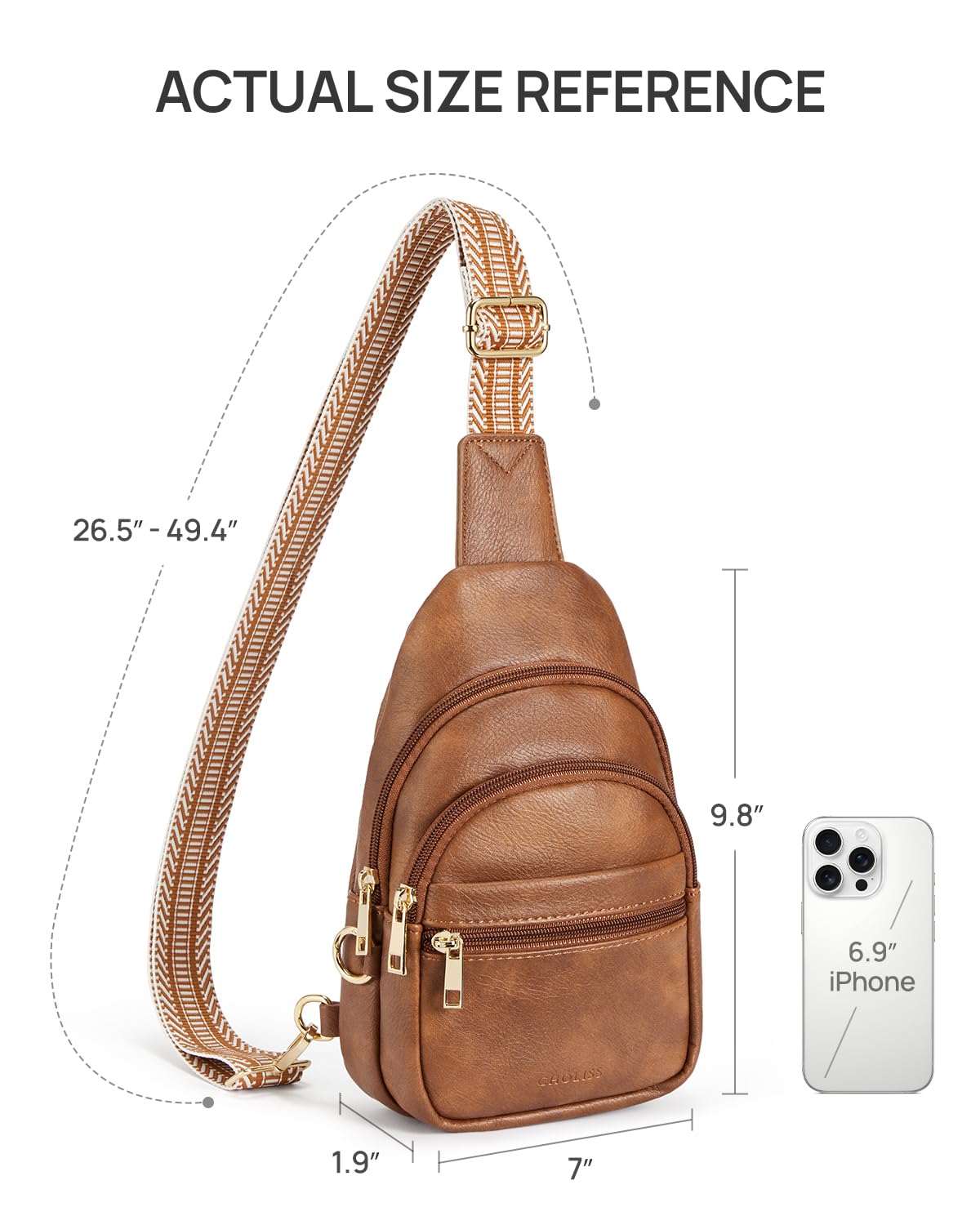 CHOLISS Anti Theft Small Sling Bag for Women and Men RFID Leather Crossbody Bags Fanny Pack Chest Bag Travel Purse Daypacks