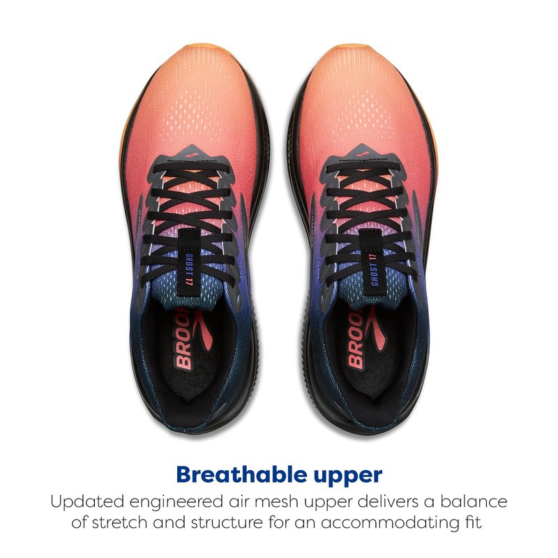 Brooks Men’s Ghost 17 Neutral Running Shoe - Night/Blue/Papaya - 10.5 Medium