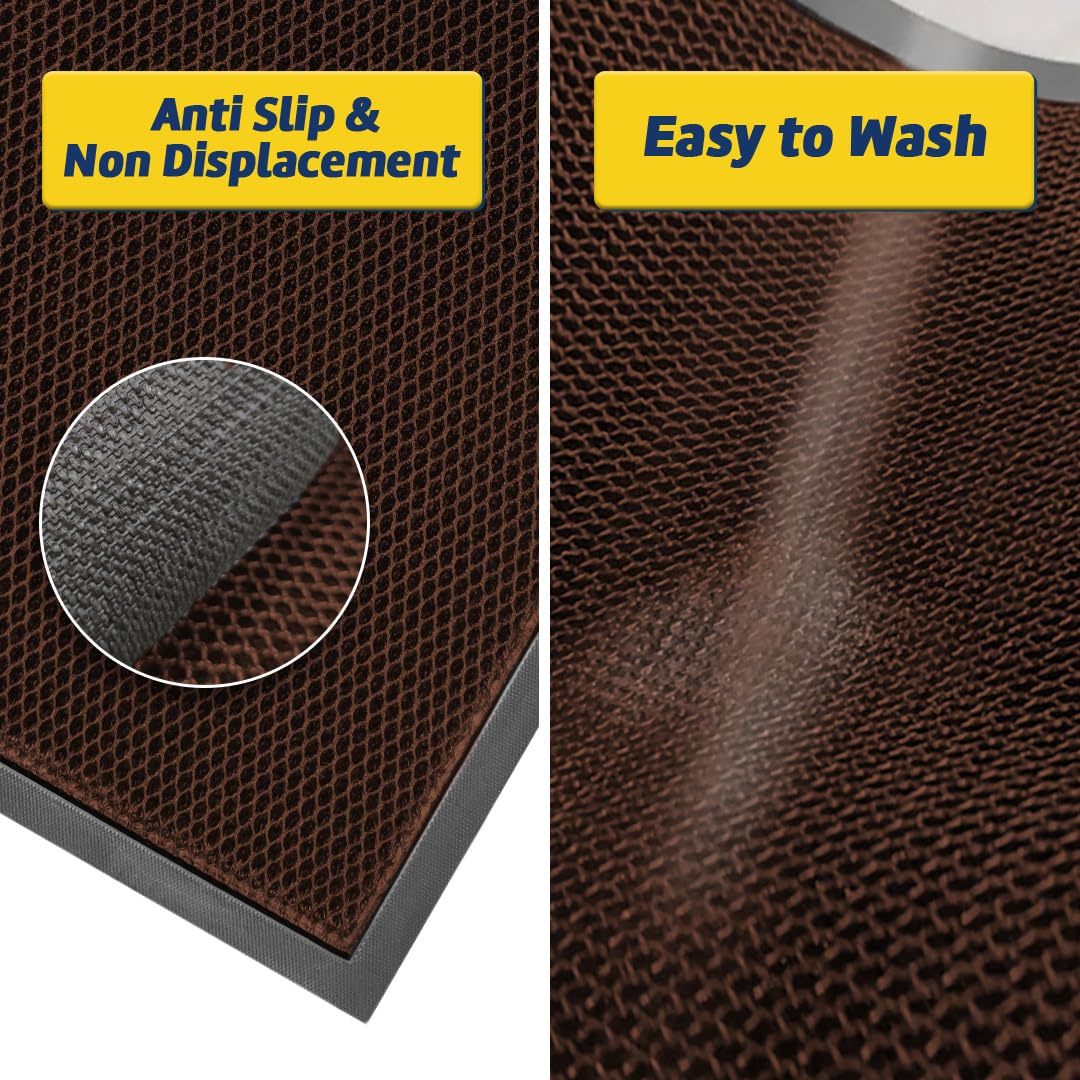 Muddy Mat® Meshy Mat™ Door Mat Heavy-Duty Quick-Dry Floor Mat, Sand & Dirt Trapper for Indoor & Outdoor, Ideal for Entrance, Mudrooms,Patios & Garages,Low-Profile,Non-Slip,Washable– Brown 17"x30"x0.4"