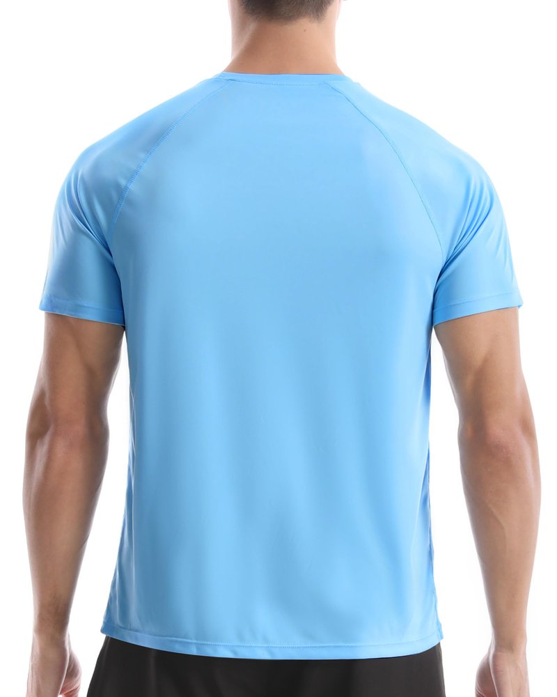 Roadbox Men's Rash Guard Short Sleeve, UPF 50+ UV Sun Protection Swim Shirts, Quick Dry Lightweight Water Surf Beach T-Shirt