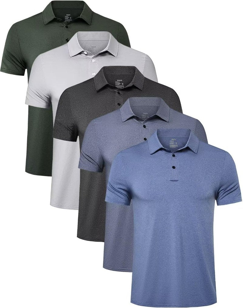 TELALEO 5 Pack Mens Polo Shirts Quick Dry Short Sleeve Golf T Shirt Performance Moisture Wicking Casual Workout SetB XL