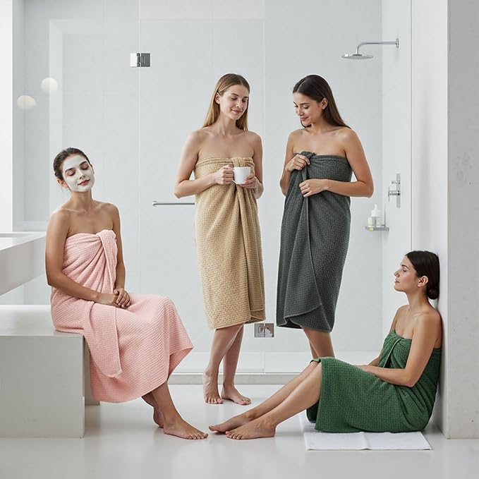 REDKISS Soft Bath Towels Set of 4-35 x 70 in Extra Large Coral Fleece Bath Towel