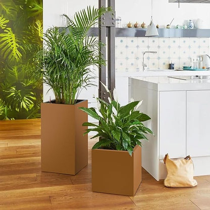 Corten Steel Planter Box 17"x16"x16", Metal Planter Spliced Flower Pot with Partitions, Outdoor & Indoor Large Rectangular Planter Box for Porch, Patio, Garden, Commercial Décor