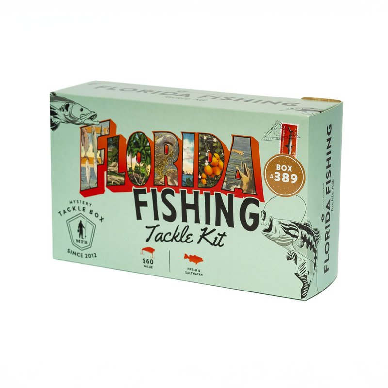 Mystery Tackle Box Florida Elite Fishing Kit – 7-9 Freshwater & Inshore Saltwater Baits for Bass, Snook, Redfish & More – Includes Exclusive Florida Decal
