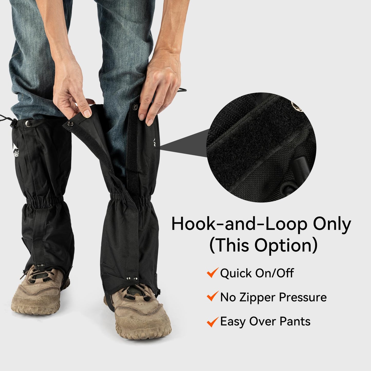 HiGaits Leg Gaiters for Men Women Adjustable Gators for Hiking Boots in Climbing Hunting Trekking Waterproof Snow Gaiters
