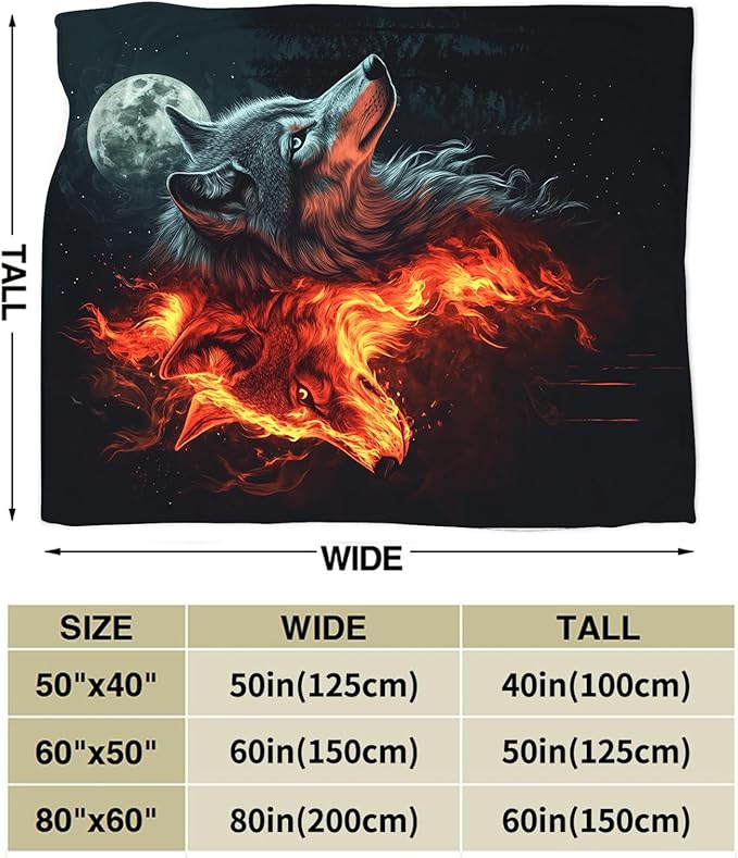 Wolf Blanket, Wolf Throw Blankets, Cool Wild Animal Fuzzy Plush Blanket Ultra Soft for Wolves Lover Gift Kids Teens Women Men Girls Boys Stuff Decor for Bedding Sofas Couch 80"X60"