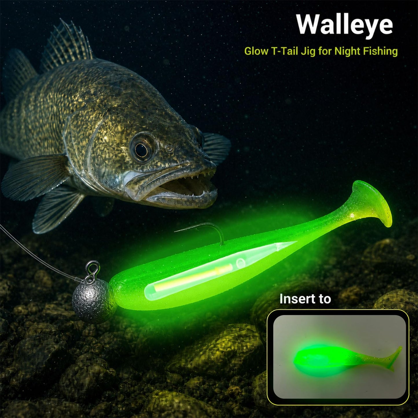 LINGUANG Needle Fishing Glow Sticks for Glow in The Dark Fishing Lures
