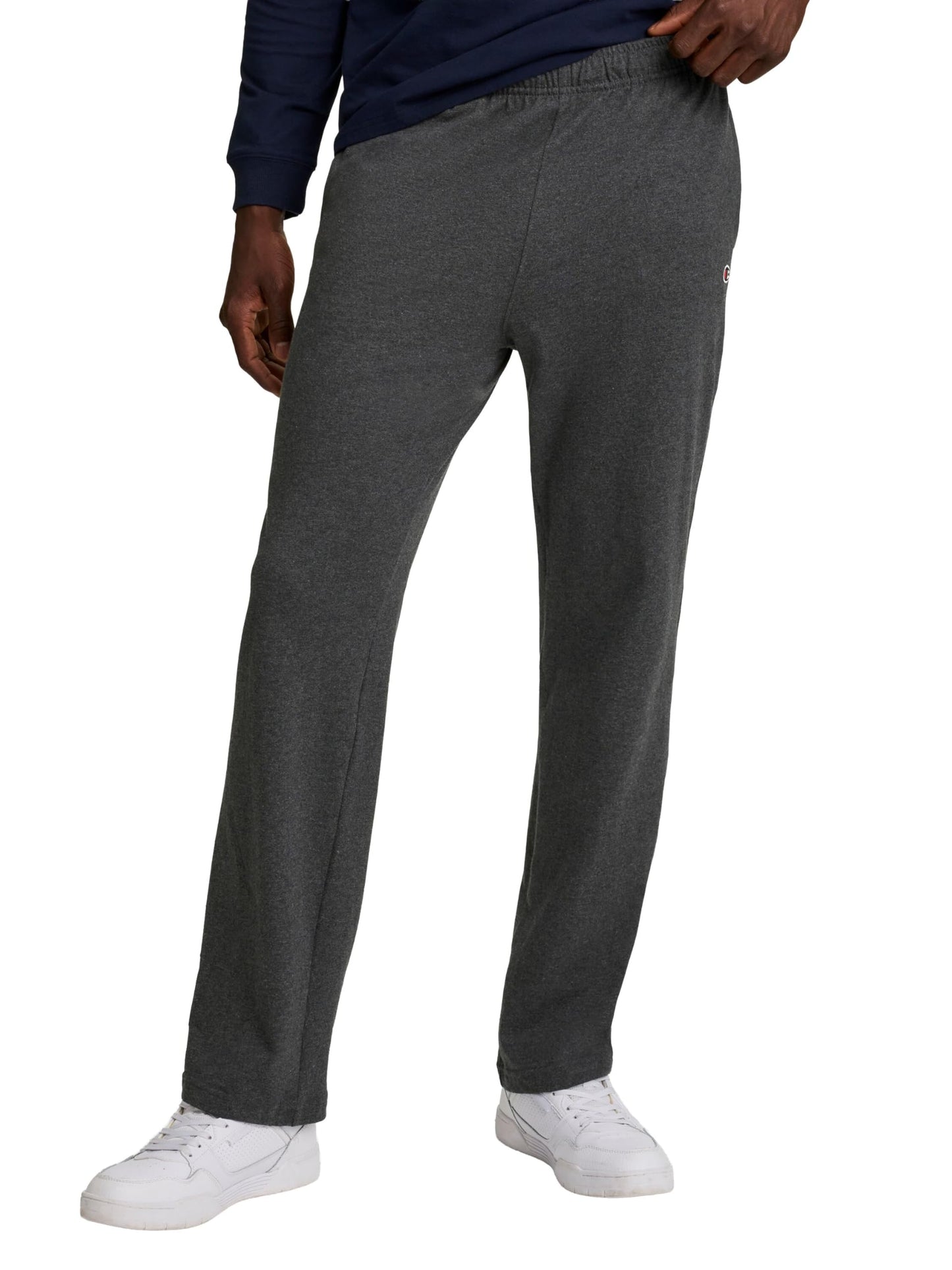 Champion Men's Open-Bottom Lounge Pants, Standard Fit, Lightweight 100% Cotton, Available in Regular and Big & Tall, Granite Heather, X-Large Tall