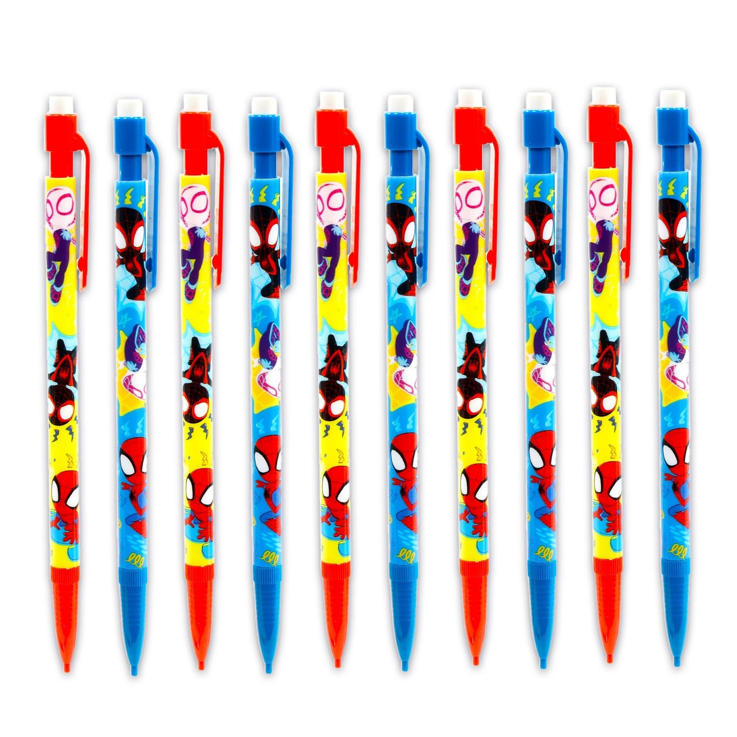 10 Count Spidey and His Amazing Friends Mechanical Pencils for Classroom Set - School Supplies Bundle with 10 Pencils, 4 Erasers, Plus Stickers, More | Spidey and Friends School Supplies for Kids