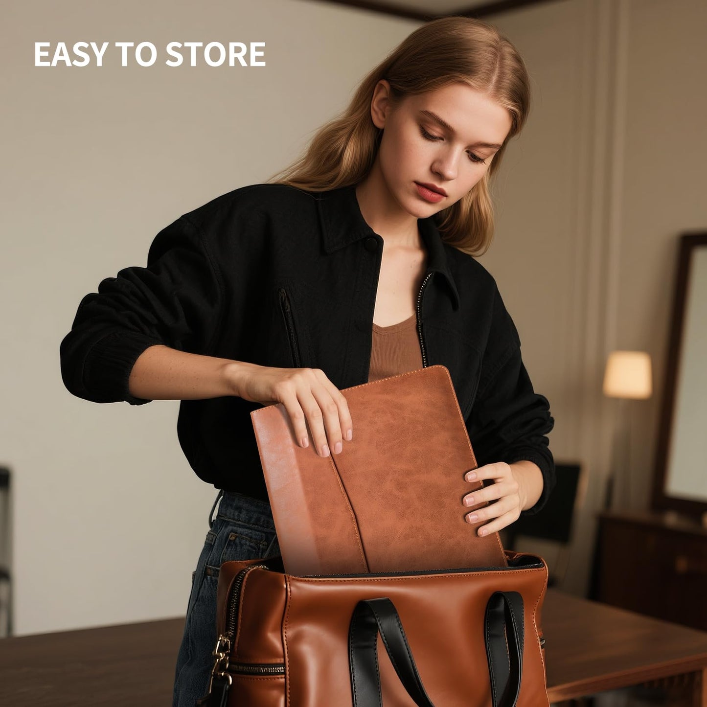 CPNVWA 16 Inch Leather Laptop Sleeve Compatible with MacBook Pro 16 Inch M5 M4 M3 M2 M1 Pro/Max＆MacBook Air 15 Inch M5 M4 M3 M2, Genuine Leather Protective Case Cover,Vintage Brown